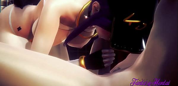  KDA Lol Hentai 3D - Akali blowjob with cum in her mouth and fucked with creampie - Anime Manga Japanese Game Porn
